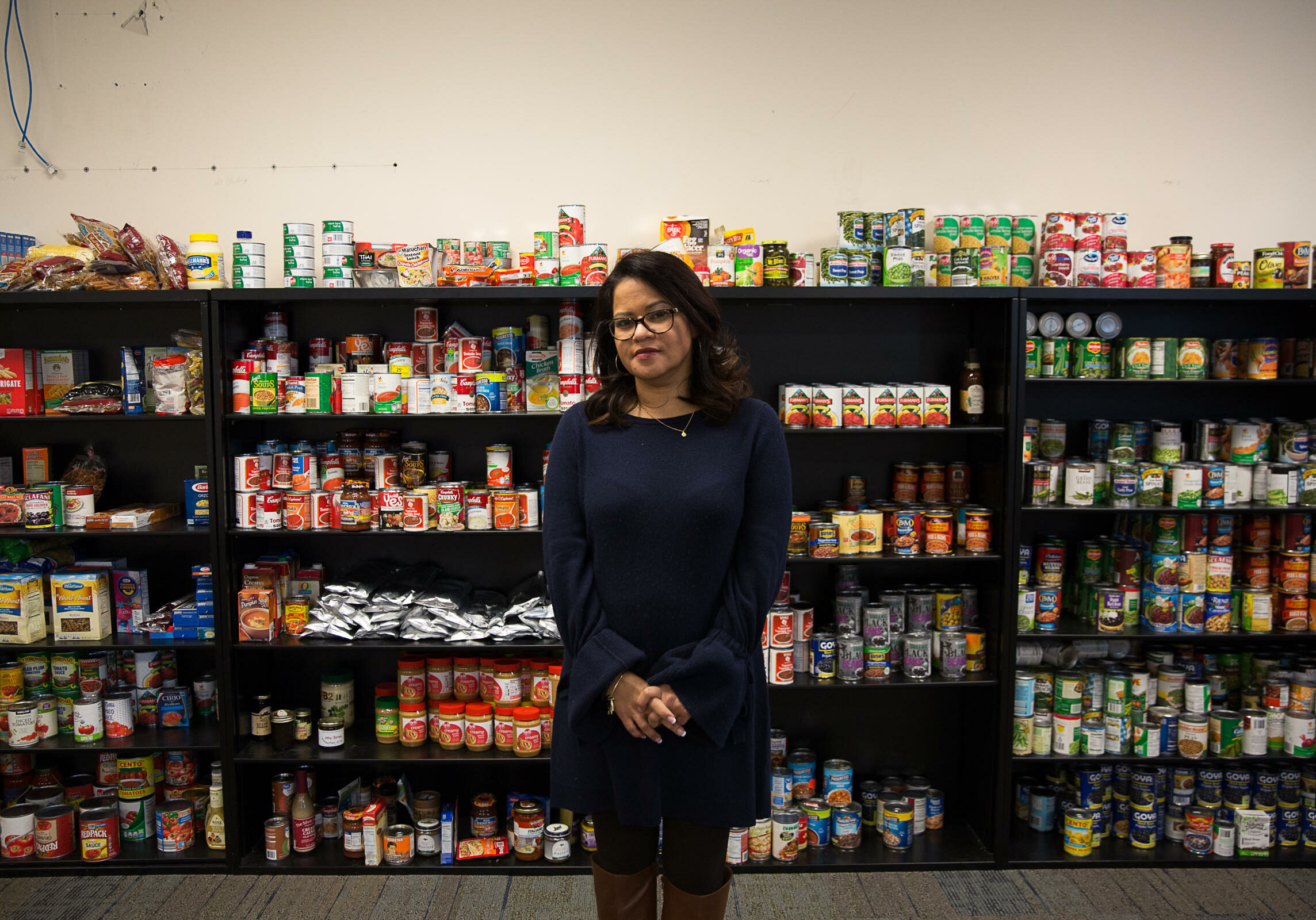 Aura Alvarado helped run the relief center in Hartford. She says there's still a need for services for hurricane evacuees. Photo by Ryan Caron King for Connecticut Public Radio
