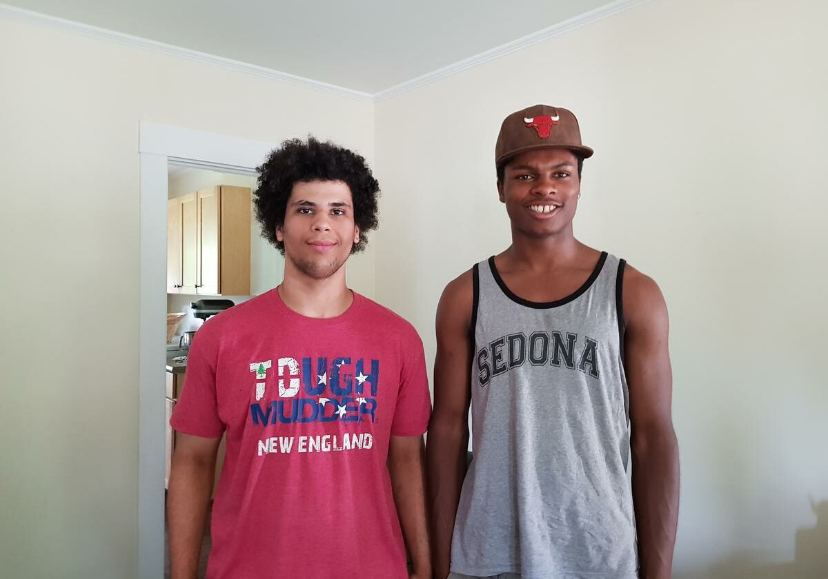 Nick Sanderson, left, and Will Krug, right, have been friends for more than 15 years. The two are high school seniors, and together they've navigated life as young black men in a predominately white area. Photo by Daniela Allee for NHPR